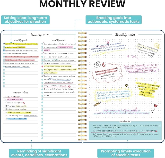 Monthly Planner 2026-2027, 2 Year Months Calendar Planner 2026-2027, Runs from January 2026 - December 2027, 7" x 10", 24 Months, Perfect for School Office Home Planning - Navy Blue