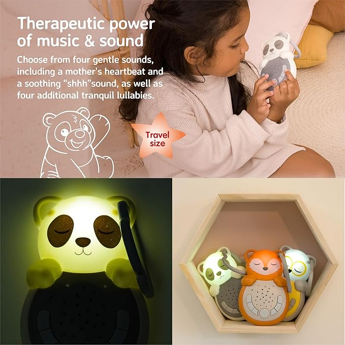 Cloud b Travel Comforting Sound Machine w/ Calming Light | 4 White Noise and 4 Lullabies | Re-Activating Smart Sensor | Sweet Dreamz On the Go™ - Panda