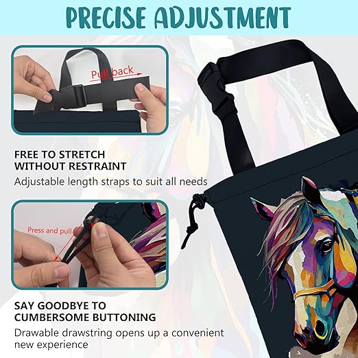 KXWQTRDD Car Garbage Bag Abstract Colorful Horse Drawstring Car Trash Bag Hanging for Back Seat with Adjustable Buckle Canvas Vehicle Trash Can Easy-to-Install