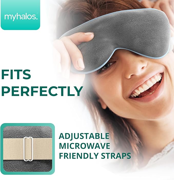 MyHalos® Eye Mask for Dry Eyes - Steam Warm Compress for Eyes - Remove Styes, Chalazion Therapy Warming and Heating Pad Hot Compress - Moist Heat Mask for Blepharitis & MGD