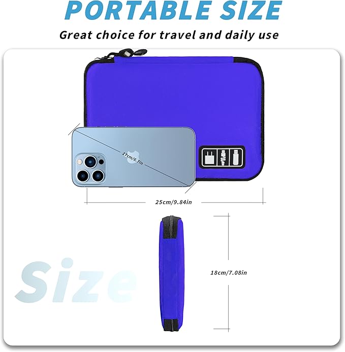 Electronics Organizer, Travel Cord Organizer Pouch, Portable Cable Organizer Bags, Travel Electronic Accessories Storage Case for Cables, Cords, Charger, Phone (Royal Blue)