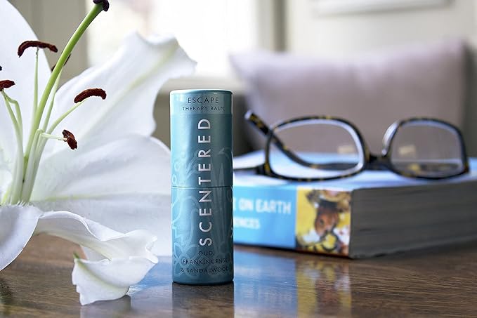 Scentered Aromatherapy Balm Stick - Escape - Natural Calm Essential Oil Roll On - Meditation Aid for Relaxation & Self-Care - 100% Natural: Frankincense, Oud, Sandalwood - Mindfulness Gifts for Women