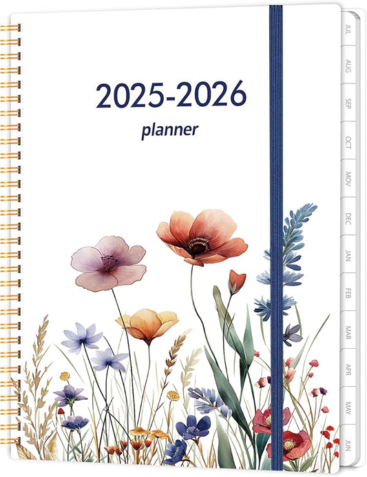 Academic Planner 2025-2026, 8.5" x 11" Weekly & Monthly Calendar from July 2025-June 2026, 12 Month Daily Planner with Tabs & Elastic Closure, Ample Writing Space, Perfect for Office, Home and School