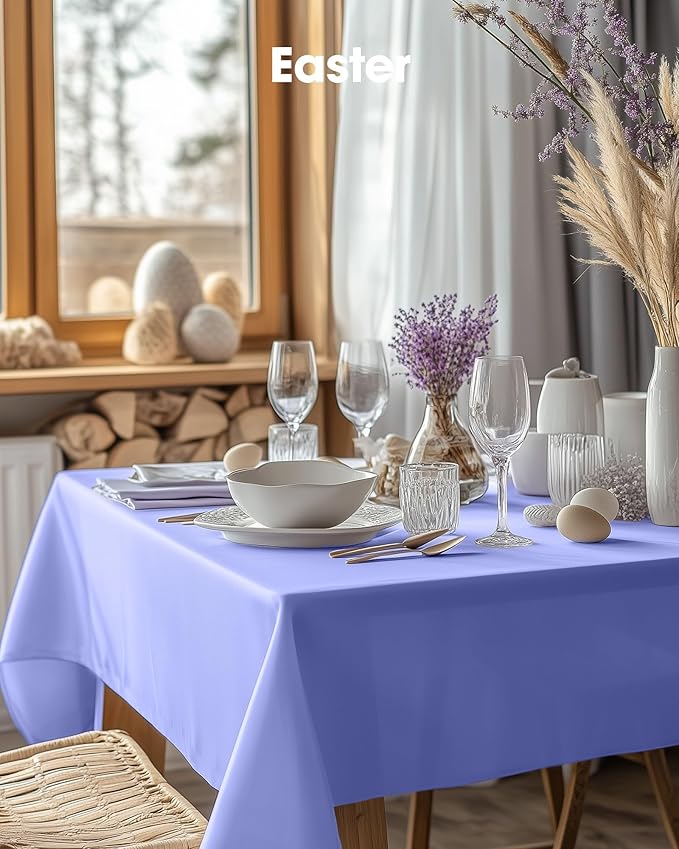Pureegg Premium Use and Throw Table Covers 10 Pack 54x108 Inch Black for Rectangular Tables, Lavender