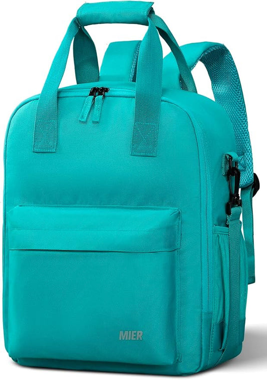 MIER Backpack Cooler 24 Cans Insulated Soft Cooler Bag with Detachable Double Decker Leakproof Lightweight Lunch Back Pack Women Men for Work Travel Picnic,Teal