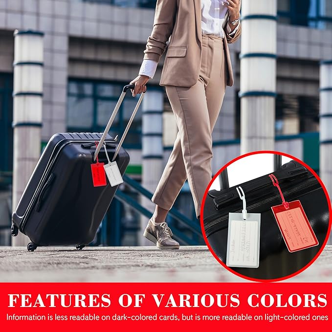 50 Pack Luggage Tags for Suitcases, Airplane Travel Essentials for Flying, International Travel Must Haves, and Luggage Accessories by Sodsay