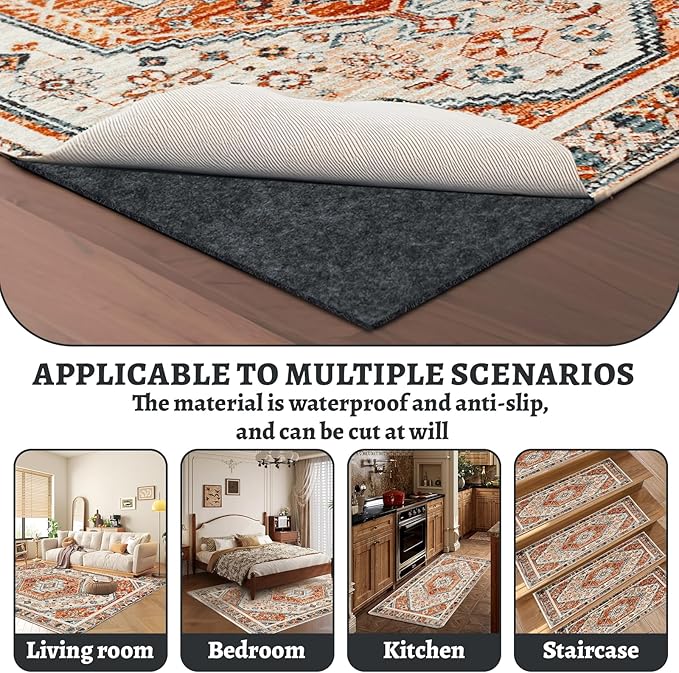 100% Waterproof Rug pad, 10x14 ft Area Rug Non-Slip Rug Pads, Carpet Pads for All Floors and finishes, Felt pad for Hardwood Floors, Keep Carpets in Place Soft and Secure