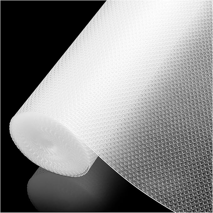 ALIUNI 100% EVA Shelf Liner for Kitchen Cabinet, 20" x 240" Drawer Liners Non Adhesive Non Slip Waterproof Plastic Paper, Dresser Pantry Bathroom Refrigerator Protector, Clear