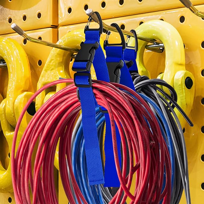 Wowangce 6 Pack 17 Inch Adjustable Extension Cord Holder Organizer with Triangle Clips for Garage Organization and Storage Heavy Duty Extension Cord Hanger for Men Workshop (Blue)