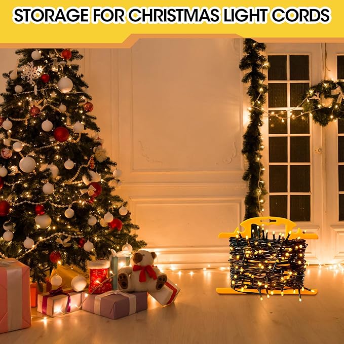 Ripeng 4 Pcs ABS Heavy Duty Extension Cord Storage Reel, Portable Christmas Light Storage Cord Organizer, Portable Hose Organizer Wrap - Holds 100 Feet, H-shape Reel (Yellow)