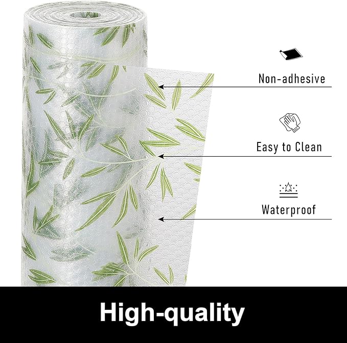 Cooyes Shelf Liners for Kitchen Cabinets Refrigerator Liners Waterproof & Oil-Proof Kitchen Cupboard Liner Drawer Mats EVA Material Non Adhesive Fridge Liner for Shelves（11.8" W x 236" L）