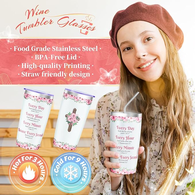 Fortuning's JDS 13PCS Christian Gifts for Women Faith, Pink Birthday Gifts for Women, Inspirational Gifts,Self Care Gifts Get Well Soon Gifts Basket, Care Package for Mom Wife Her Sister Best Friends