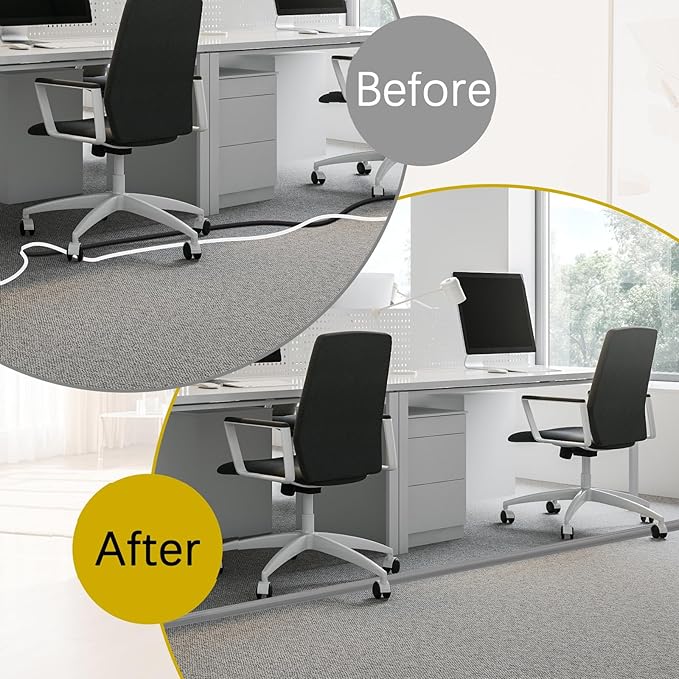 JAHOMFAI Floor Cord Cover 3.3FT Cord Covers for Wires on Floor Protect Wires & Prevent Trip Hazards, Easy to Cut for Home, Office, School, Concerts, Cavity W0.6in x H0.32in