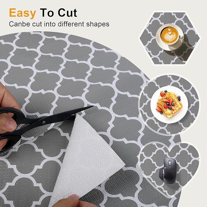 Drawer and Shelf Liner for Kitchen Cabinet, Non-Adhesive Cabinet Liner, Non-Slip Drawer Liner, Waterproof Cupboard Liners, Kitchen Shelf Liner Easy to Clean, Protect Dresser/Shelves/Table