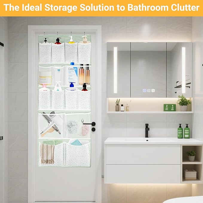 16 Pockets Over Door Hanging Organizer with 4 Kind of Versatile Pouches,Back of Closet Hanging Shelf Holder for Sock,Hat,Underwear,Shoes,Travel Outfit,Behind Door Storage Organization for Home,Dorm,RV