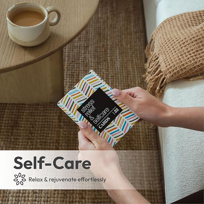 Allura & Arcia 52 Stress Less & Self Care Cards - Mindfulness & Meditation Exercises - Anxiety Relief & Relaxation