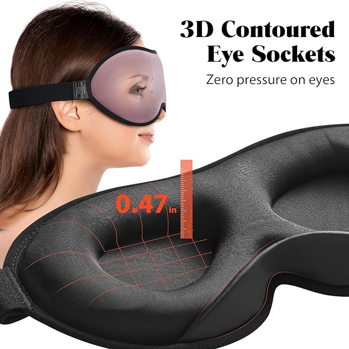 MABAO Weighted Eye Mask for Sleeping, Blackout 3D Contoured Sleep Mask with Adjustable Strap for Women Men, Memory Foam Gentle Pressure Relief Comfort Eye Cover Blindfold for Insomnia & Travel - Brown