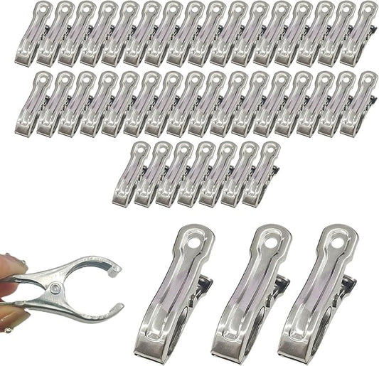 Garden Clips Stainless Steel Greenhouse Clamps Spring Clips for Garden Mesh, Shade Cloth, and Plant Support for Plants, Greenhouse, Outdoor Gardening (40 Pack)