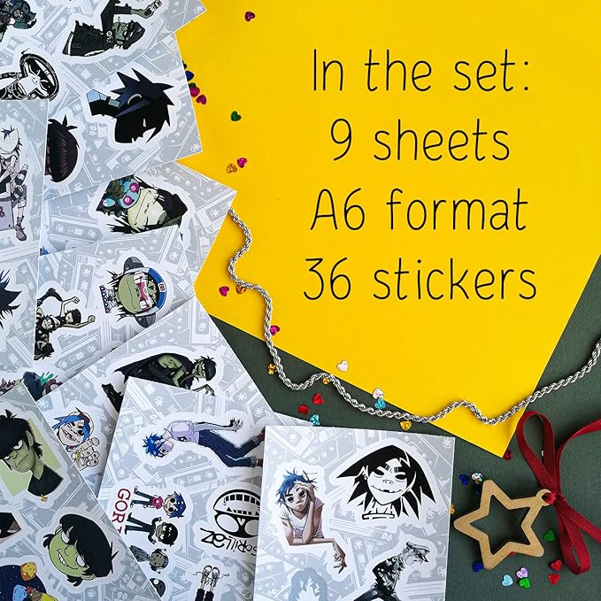 BulbaCraft 36Pcs Rock Band Stickers, Alternative Hip Hop Band Stickers, Guitar Decals, Merchandise, Music Emblems and Decals, Gifts for Women & Men