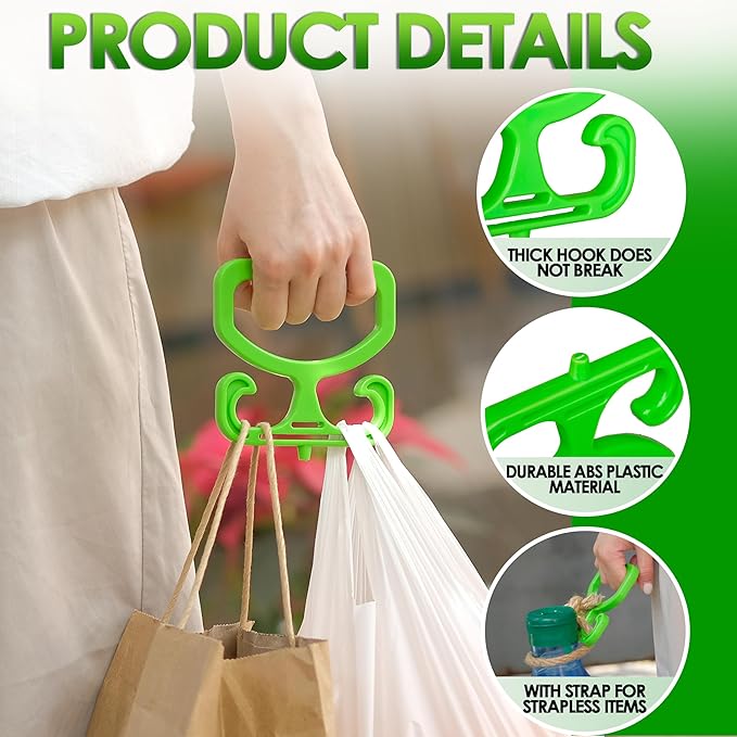 2-Pack Grocery Bag Carrier Handle – Heavy Duty Plastic Bag Holder for Shopping, Buckets & More | Comfortable Grip, Holds 100lbs – Reusable & Easy to Carry