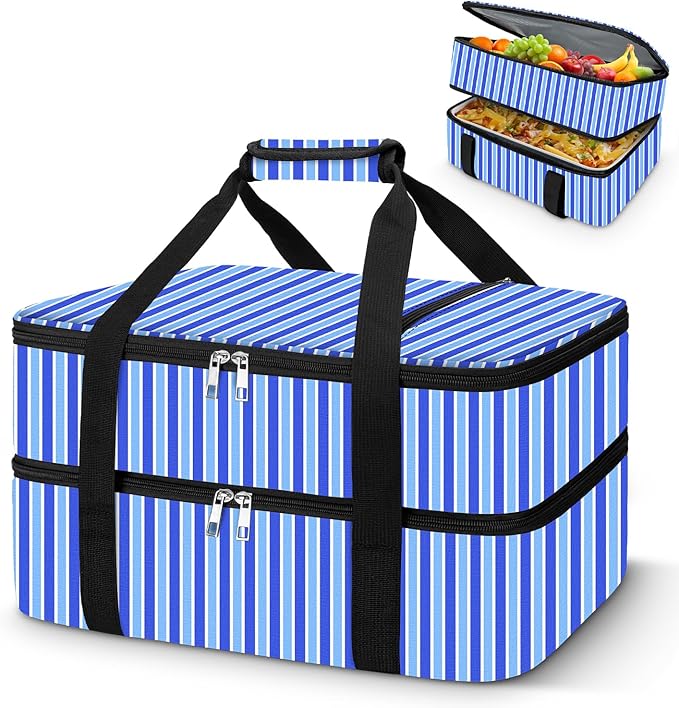 Coobiiya Insulated Casserole Carrier – Portable Tote for Hot or Cold Food, Warmer & Cooler Bag Lunch Bag, Fits 9" x 13" Baking Dish, Ideal for Potluck Parties