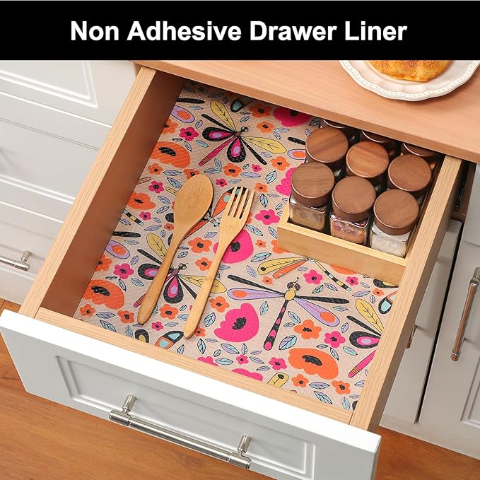 Cooyes Shelf Liner – Non-Slip Cabinet & Drawer Liner for Kitchen – Non-Adhesive Waterproof Shelf Paper with Modern Pattern – Durable EVA Cabinet Mat – Easy to Cut (Amethyst,17.5" W x 360" L)