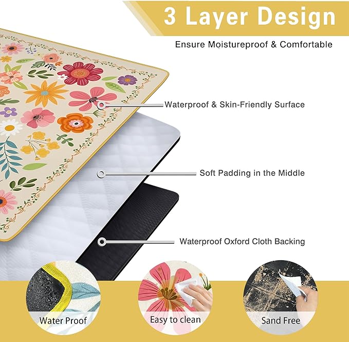 Extra Large Picnic Blankets Waterproof Foldable (60 "x 80") Beach Blanket Waterproof Sandproof,3-Layer Thicking Mat Outdoor Packable Camping Blanket