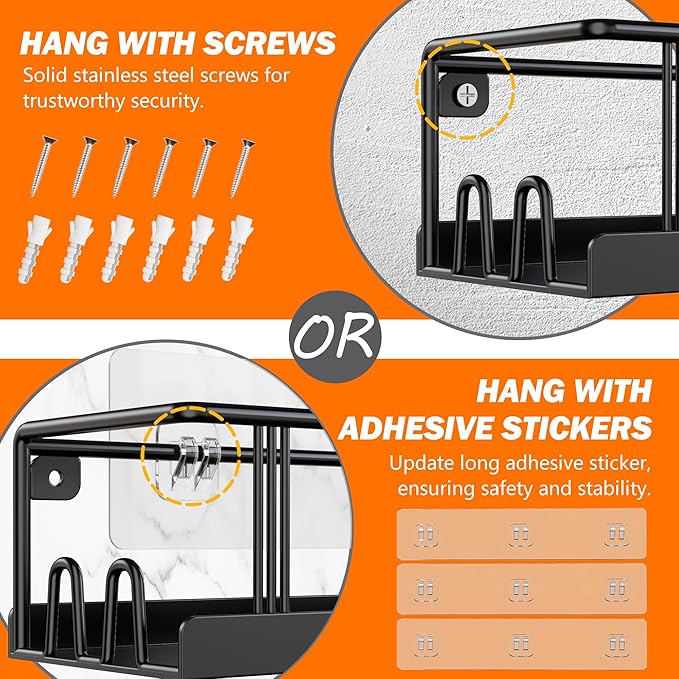 Spice Rack Wall Mounted 2 Pack, Space-Saving Spice Organizer for Spice Jars and Seasonings, Screw or Adhesive Hanging Spice Rack Organizer for Your Kitchen Cabinet, or Pantry Door