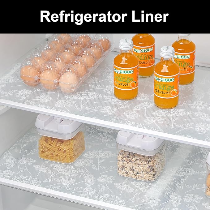 Cooyes Shelf Liners for Kitchen Cabinets, Refrigerator Liners Waterproof & Oil-Proof Kitchen Cupboard Liner Drawer Mats EVA Material Non Adhesive Fridge Liner for Shelves（11.8" W x 118" L）