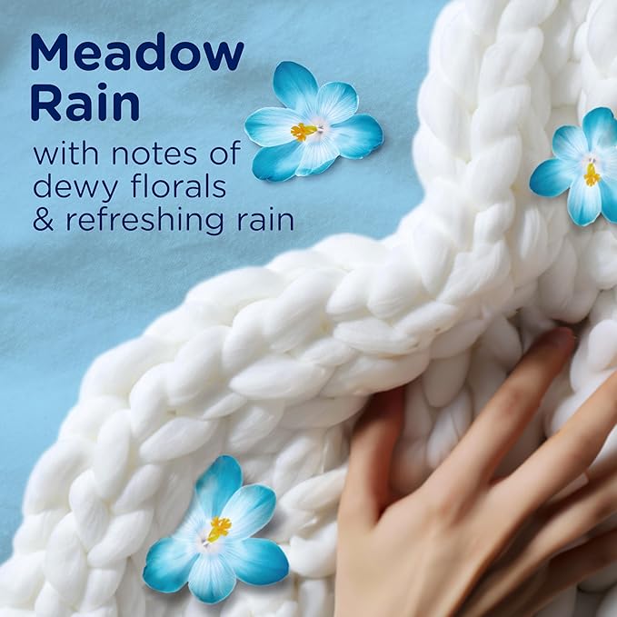 Downy Blends In Wash Laundry Scent Booster Beads, Meadow Rain Scent, 24.5 OZ, Fabric Softener Beads And Freshness (Pack of 4)