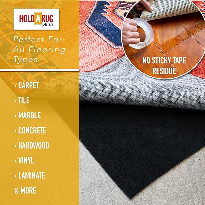Hold-a-Rug Plush 9' Round Nonskid, Nonslip Rug Pad, Reversible Gripper, ¼ Thick, Safe for All Floors and Carpet, Keep Area Rugs Secure