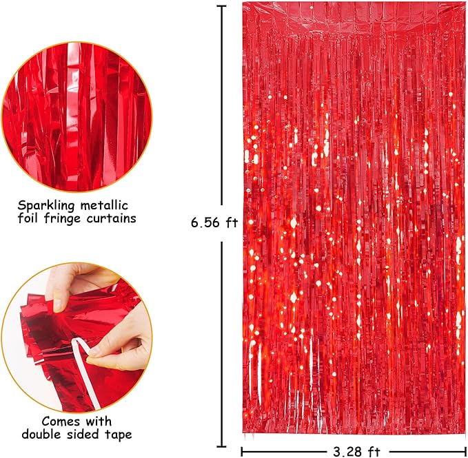 Streamer Party Decorations - 3.28 ft x 6.56 ft Metallic Foil Fringe Curtains Party Streamer Photo Backdrop for Birthday, Wedding, Baby Shower & Holiday Decor