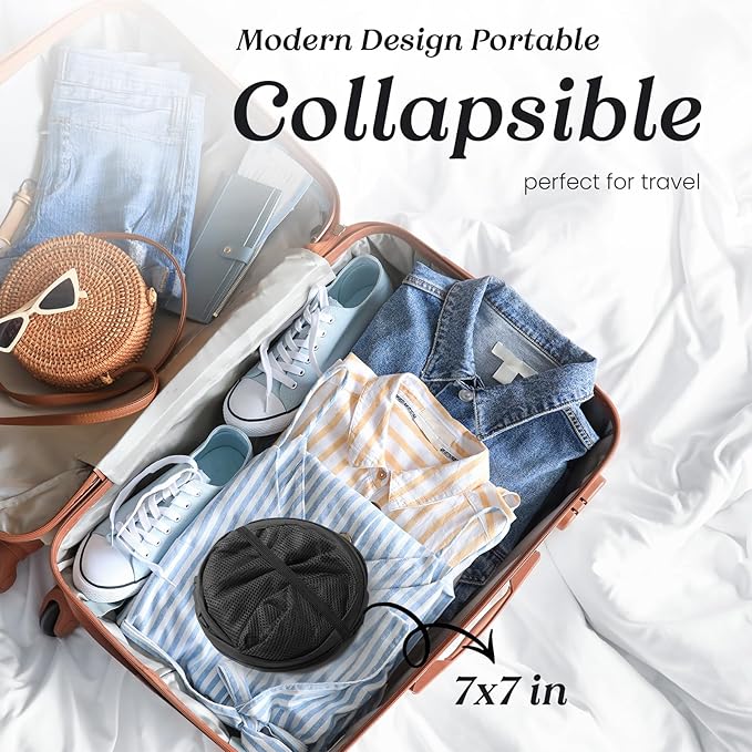 TECHMILLY Collapsible Mesh Pop Up Laundry Hamper with Sturdy Handles and Side Pocket - Portable Foldable Clothes Baskets for Dorm, Bathroom & Travel Storage (Grey, 3 Packs)