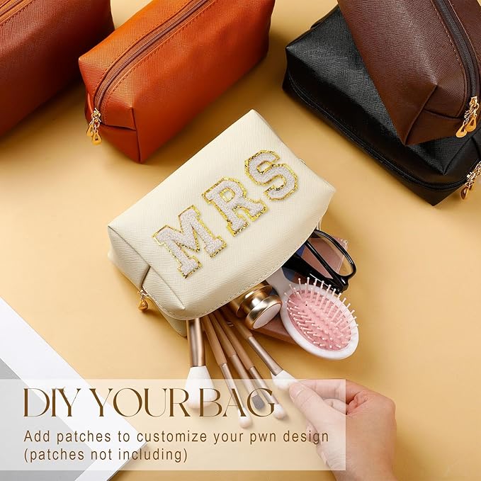 Kigeli 15 Pcs Aesthetic Makeup Bags PU Leather Cosmetic Pouches Waterproof Plain Toiletry Bags Makeup Pouches Bulk for Women Party Gift Travel Storage Organizer (Mixed Color)