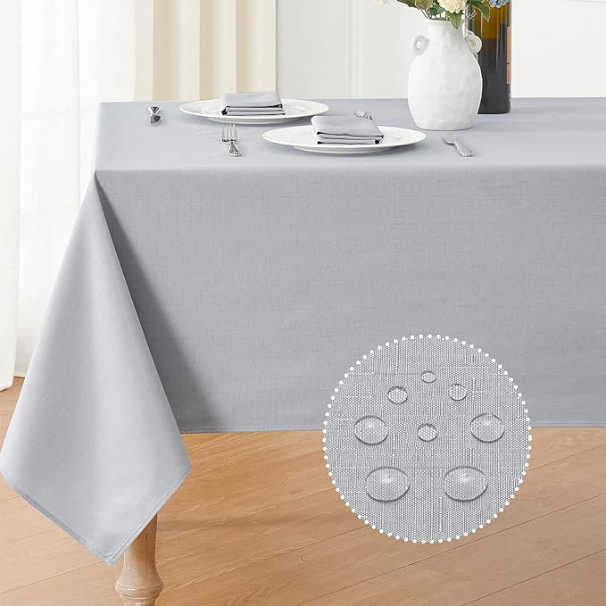 Textured Rectangle Tablecloth 60x120 inch Table Cloth Water Resistant Wrinkle Free Spill-Proof, Decorative Fabric Table Cover Washable for Banquet Parties Event Holiday Dinner, Light Grey