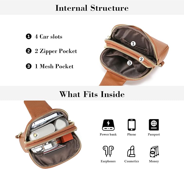 INICAT Small Sling Bag for Women Everyday & Travel Crossbody Bags Lightweight Cross Body Purses Vegan Leather