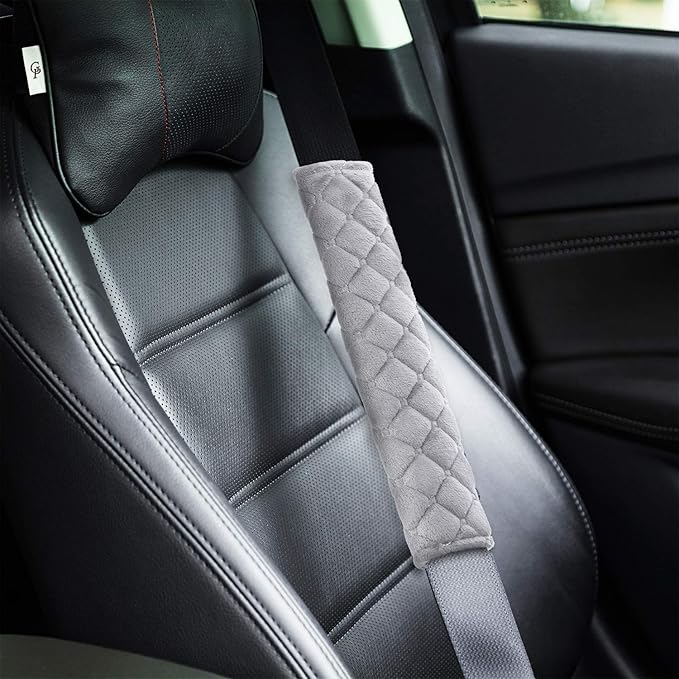 Tatuo 4 Pack Seat Belt Cover Extra Long Seat Belt Pads for Car Soft Comfort Shoulder Strap Covers Harness Pads Helps Protect Your Neck and Shoulder(10.6 Inch,Gray)