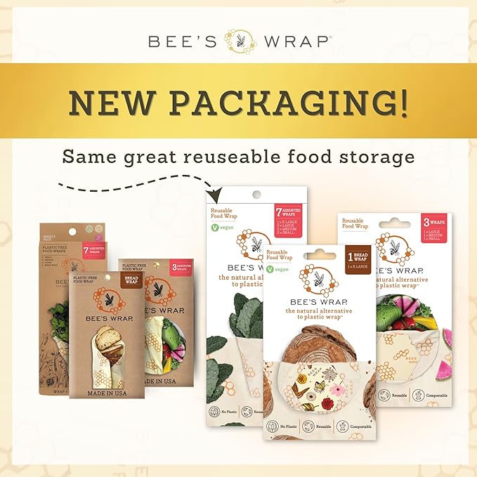 Bee's Wrap Beeswax Wraps for Food - Cut to Size 14x52" Wax Paper Roll - Made in USA Reusable Waxed Paper & Bowl Covers - Organic & Eco-Friendly Alternative to Aluminum Foil, Garden Party