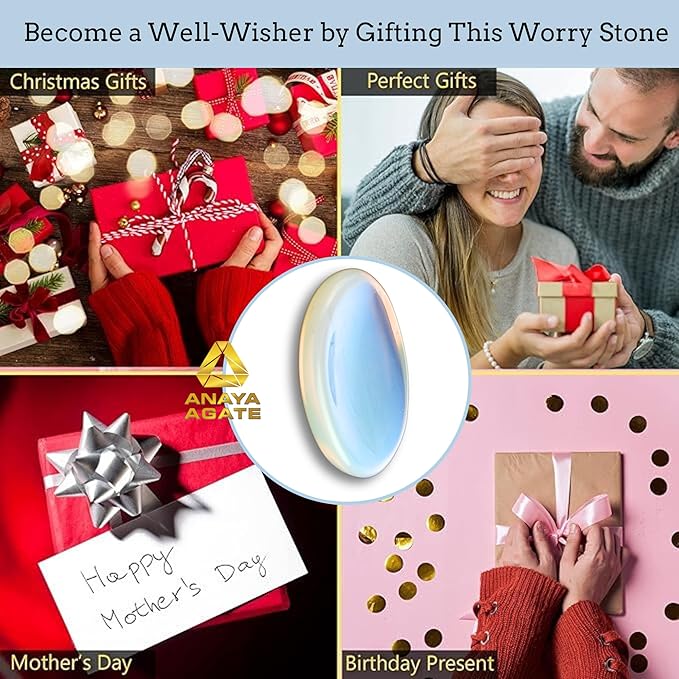 Opalite Worry Stones – Crystal Thumb Worry Stones for Anxiety, Stress – Relaxing and Soothing Balance Stones for Meditation, Stress Relief – Healing Stones and Crystals for Men and Women