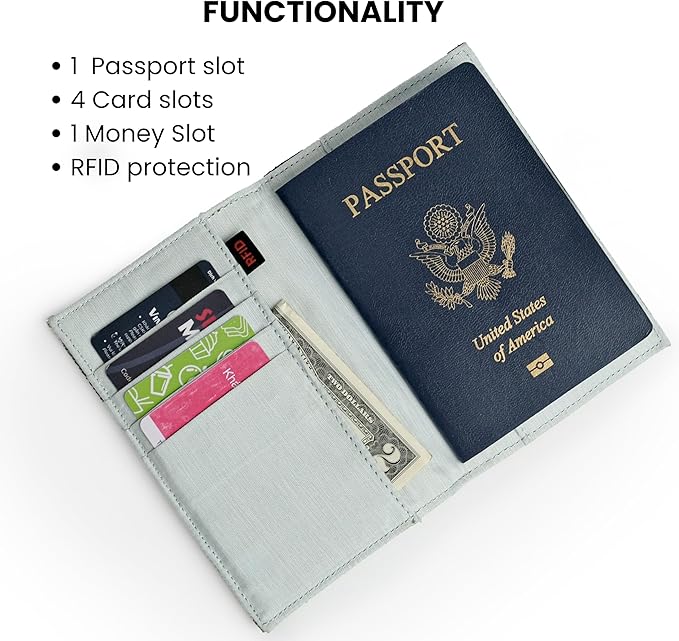 Sherpani Vienna, RFID Blocking Passport Holder, Travel Passport Cover Wallet, Travel Documents Organizer Protector for Women, Travel Gift (Carbon Lite)