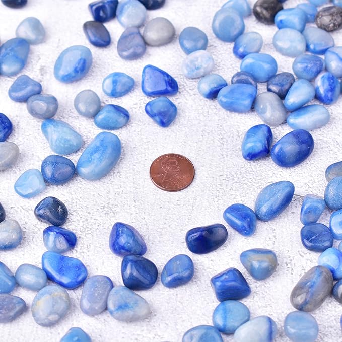 Polished Blue Aventurine Crystals - 72 Pcs, 0.5" 10 oz Handpicked Natural Tumbled Gemstones Rocks, Pebbles for Reiki, Chakra, Healing Home Decor