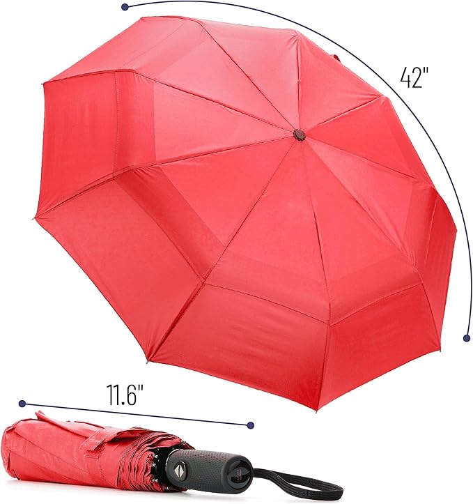 Mr. Pen- Windproof Travel Umbrella, Small Water-Resistant Automatic Folding Umbrella for Rain and Sun, Light, Compact and Portable for Women & Men, Fits Car & Backpack