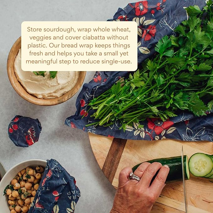 Bee's Wrap Beeswax Wraps for Food - Bread Wrap - Made in USA Reusable Bread Storage Bags - Organic & Eco-Friendly Alternative to Aluminum Foil, Sourdough Bags & Plastic Wrap, Botanical