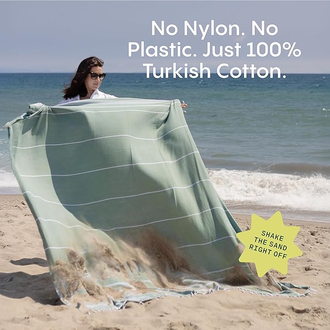 WETCAT Turkish Beach Blanket Sandproof (82"x82") 100% Turkish Cotton, Made in Turkey - Sand Free, Ultra Soft, Extra Large Throw for Picnic – Dark Gray
