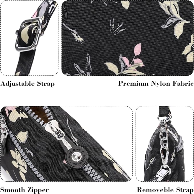 AOCINA Small Wristlet Wallet for Women RFID Blocking Crossbody Purse Gifts for Valentine's Day Nylon Cell Phone Purses
