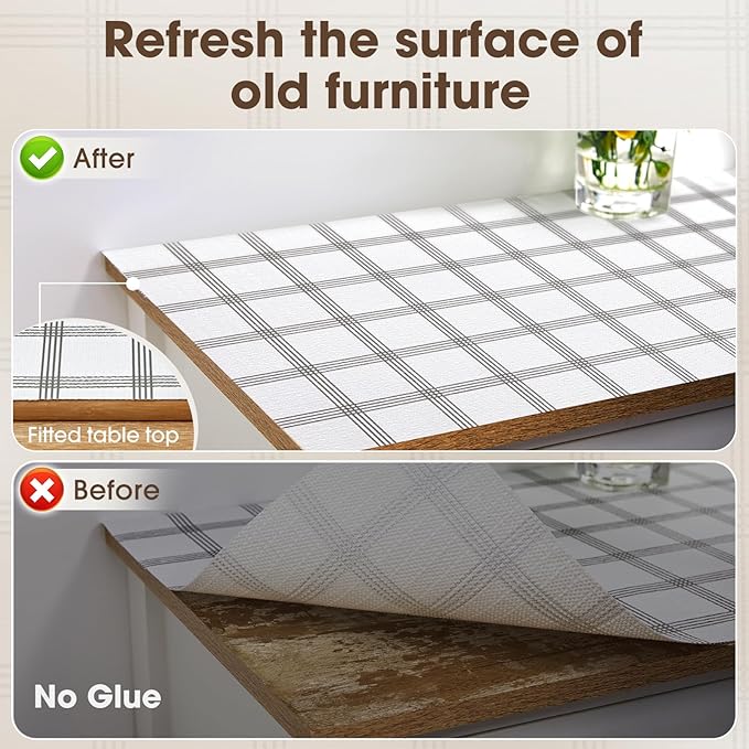 Drawer and Shelf Liner, Non-Slip Kitchen Cabinet Liners Non-Adhesive Thick Strong Grip Waterproof Washable Mats Protect Dresser Shelves Cupboard Bathroom Cabinets, White Stripes, 18IN X 10FT