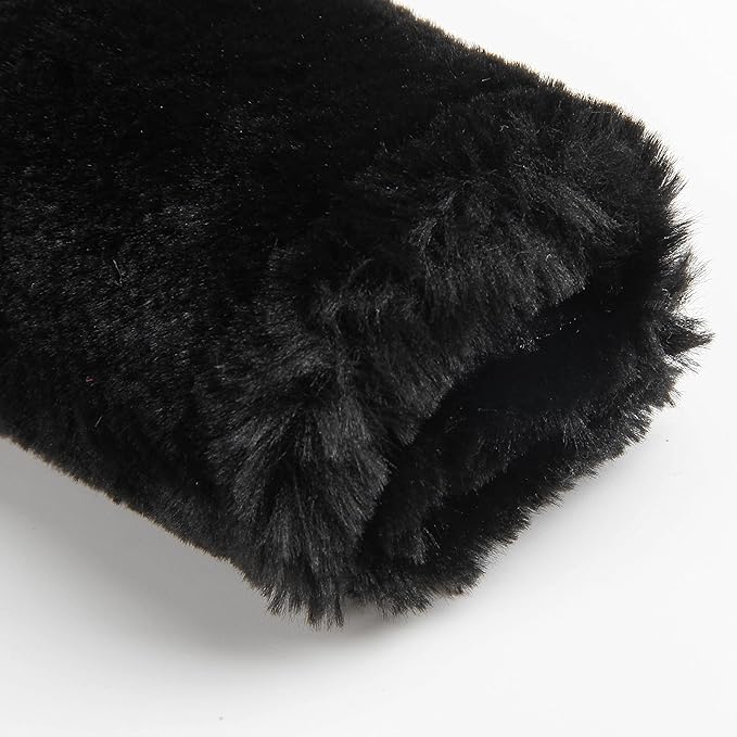 Amooca Soft Faux Fur Universal Fit Seatbelt Cover Car Truck SUV Airplane Seat Belt Shoulder Pad for Carmera Backpack Straps Neck Cushion Protector 2 Pack 10.5in Black
