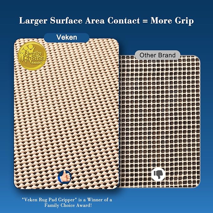 Veken 4x6 Ft Rug Pad Gripper for Hardwood Floors, Non Slip Khaki Rug Pads for Area Bedroom Rugs, Thick Rug Grippers for Tile Floors, Under Carpet Anti Skid Mat, Keep Your Rugs Safe and in Place