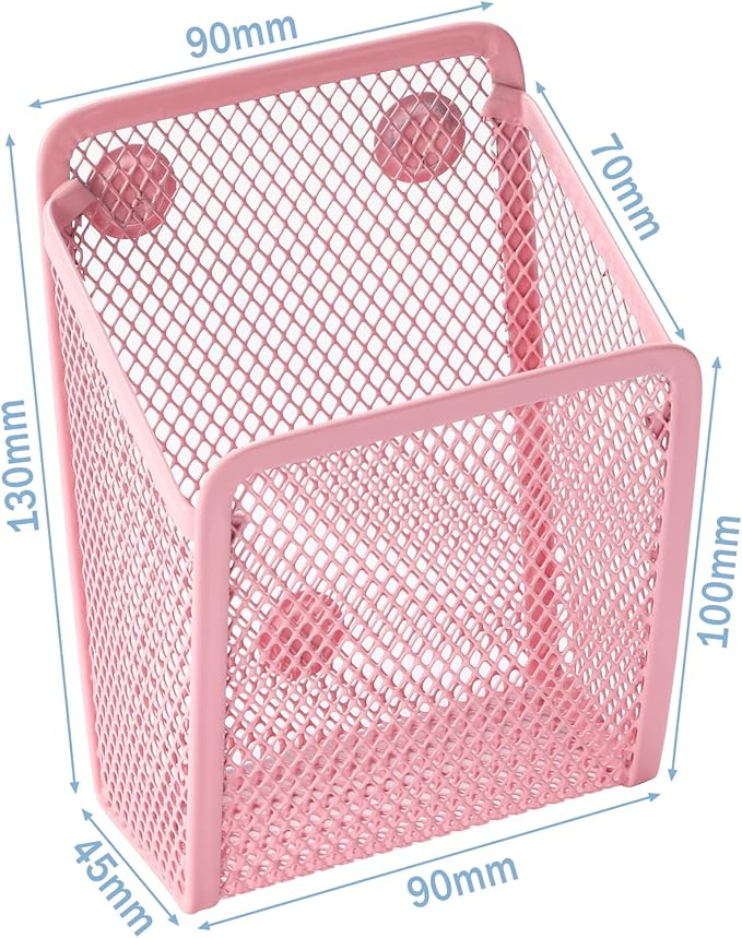 Magnetic Pencil Holder,Mesh Stainless Steel Pen Basket, Metal Writing Utensil Storage Organizer for Whiteboard,Blackboard,Kitchen, Locker, Home, or Office