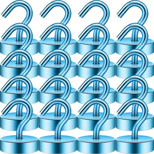Neosmuk Magnetic Hooks, Cruise Ship Essentials, 40lb+ Heavy Duty Magnetic Hooks for Cruise Cabins, Refrigerator, Grill, Hanging, and Travel | Extra Strong Must-Haves Magnet Hook,RoyalBlue,Pack of 20